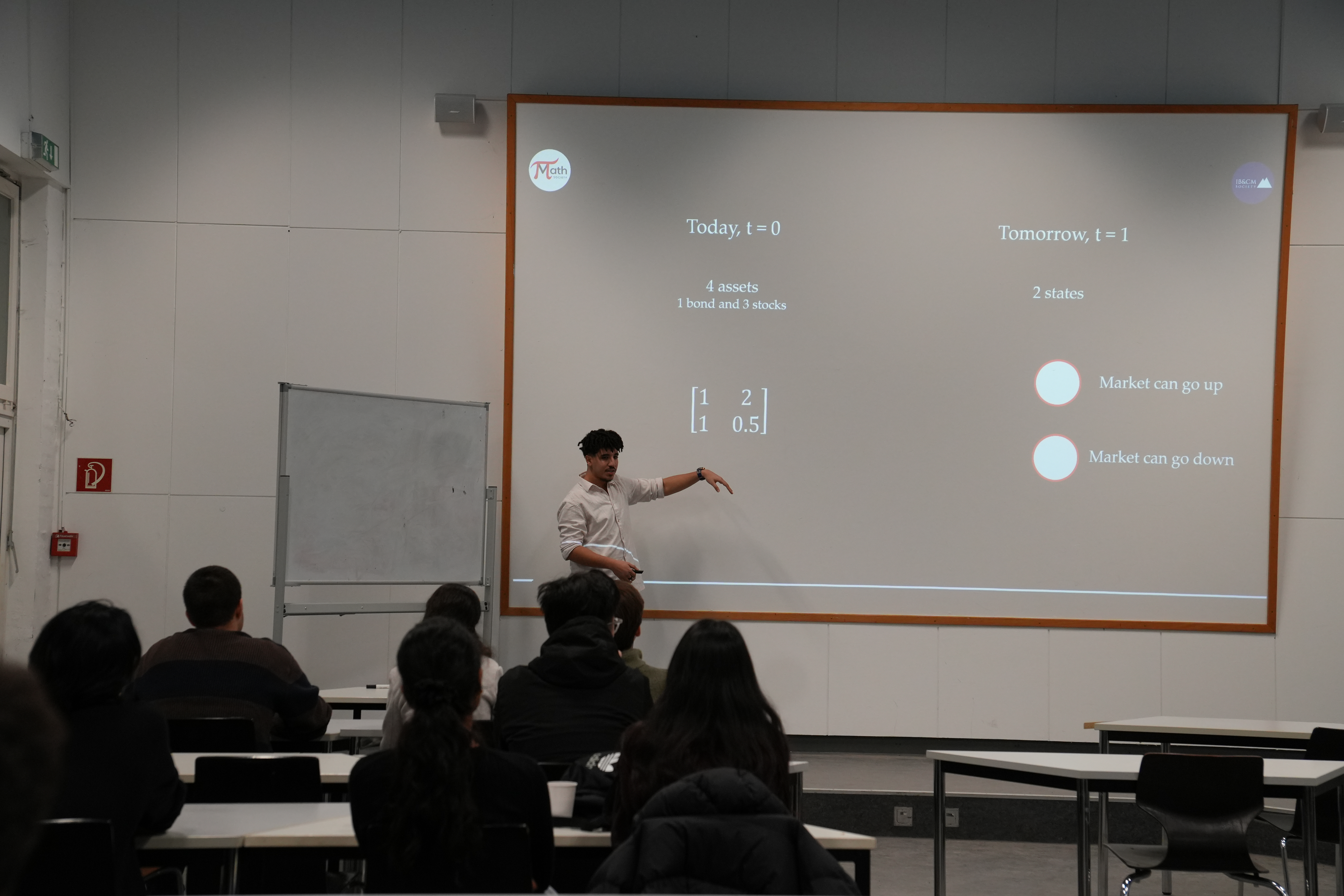 Ahmed presenting the no-arbitrage theory