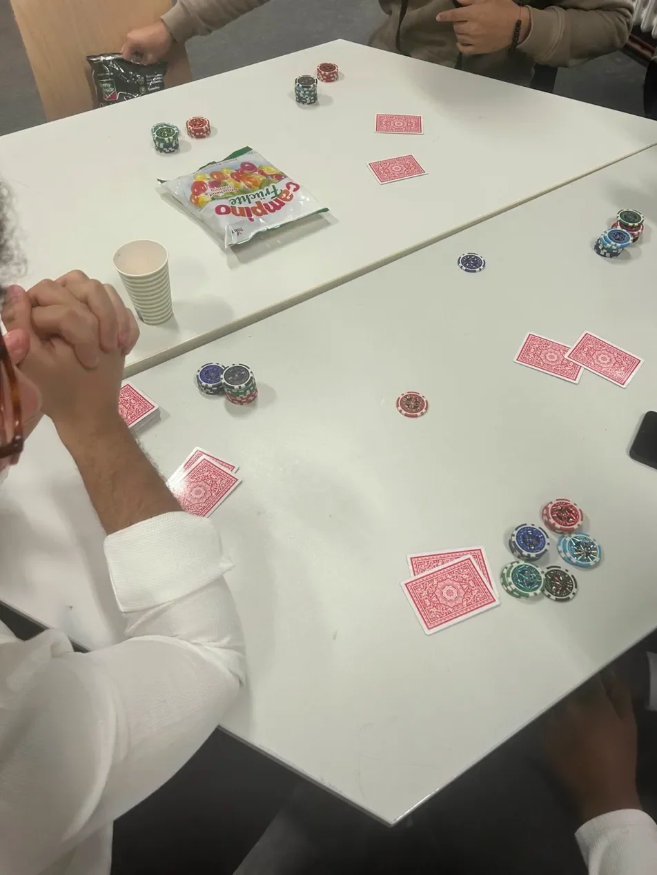 Poker game with candy stakes