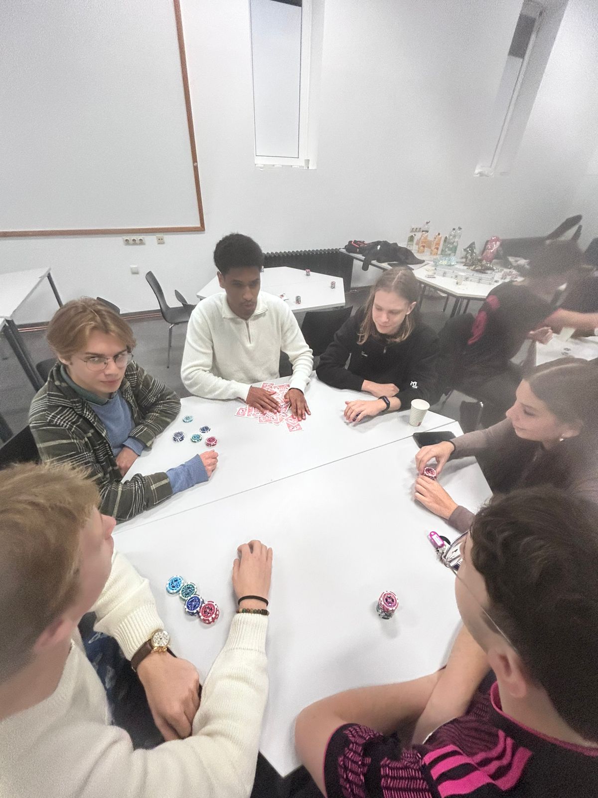 Students playing poker