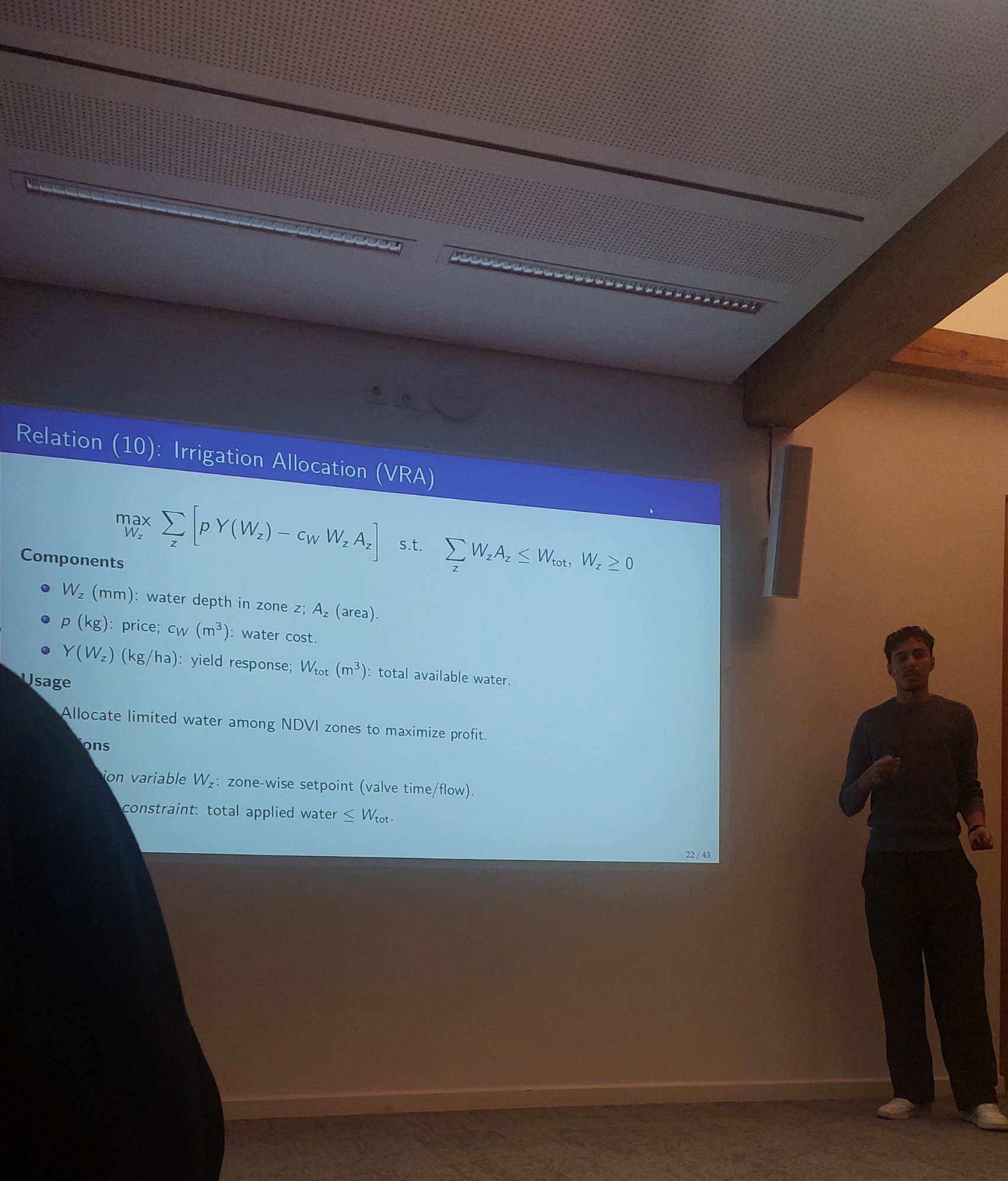 Zakaria Ghoddane presenting irrigation optimization